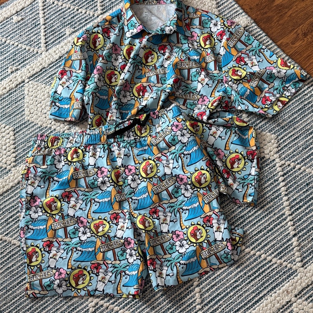 Colorful Graphic Men's Shirt and Shorts Set